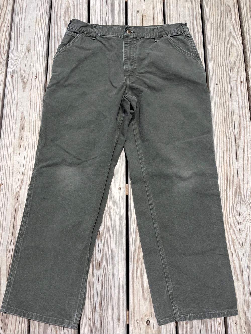 Vintage Carhartt Carpenter Pants Mens 38x32 B11‎ Moss Green Baggy Outdoor Cargo